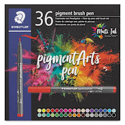 Staedtler Pigment Arts Pens - Brush Pens, Set of 36, front of the packaging
