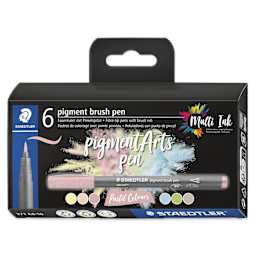 Staedtler Pigment Arts Brush Pens - Pastel Colors, Set of 6, front of the packaging