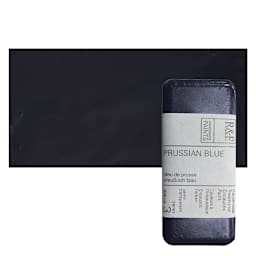 R&F Encaustic Paint Block - Prussian Blue, 104 ml, Block and swatch