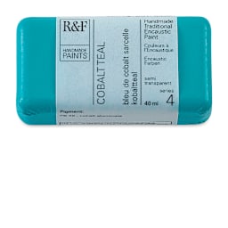 R&F Encaustic Paint Block - Cobalt Teal, 40 ml block