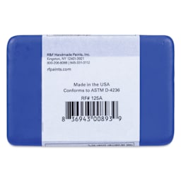 R&F Encaustic Paint Block - Cerulean Blue Chromium, 333 ml block back