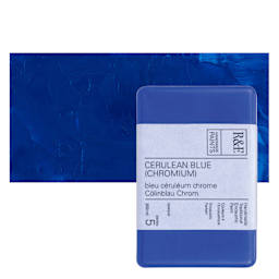 R&F Encaustic Paint Block - Cerulean Blue Chromium, 333 ml block and swatch