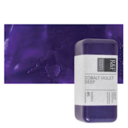 R&F Encaustic Paint Block - Cobalt Violet Deep, 104 ml block and swatch