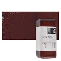 R&F Encaustic Paint Block - Mars Violet, 104 ml block and swatch