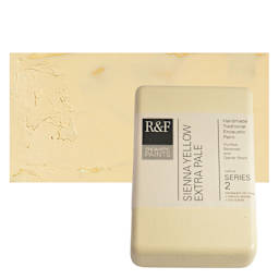 R&F Encaustic Paint Block - Sienna Yellow Extra Pale, 333 ml, Block and swatch