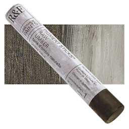 R&F Pigment Stick - Raw Umber, 38 ml stick and swatch