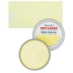 Enkaustikos Hot Cakes Encaustic Wax Paint - Brilliant Yellow Pale, 45 ml tin and swatch