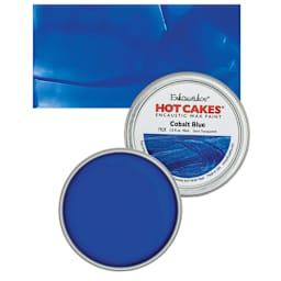Enkaustikos Hot Cakes Encaustic Wax Paint - Cobalt Blue, 45 ml tin and swatch