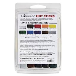 Enkaustikos Hot Sticks Encaustic Paints - Set of 10, Shary Bartlett Vivid, 6.50 ml stick back of package