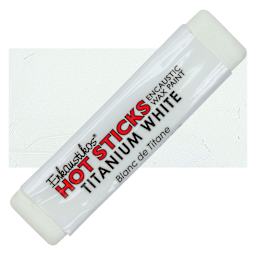 Enkaustikos Hot Sticks Encaustic Wax Paint - Titanium White, 13 ml stick and swatch