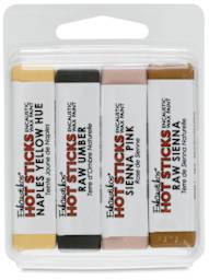 Enkaustikos Hot Sticks Encaustic Paint Sets - Front of package of 5 pc Warm Set