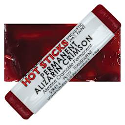 Enkaustikos Hot Sticks Encaustic Wax Paint - Alizarin Crimson, 13 ml Stick and swatch