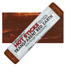 Enkaustikos Hot Sticks Encaustic Wax Paint - Transparent Earth Read, 13 ml stick and swatch