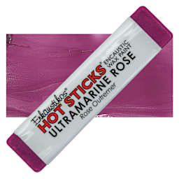 Enkaustikos Hot Sticks Encaustic Wax Paint - Ultramarine Rose, 13 ml stick and swatch