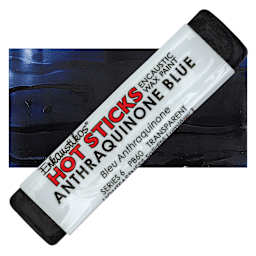 Enkaustikos Hot Sticks Encaustic Wax Paint - Anthraquinone Blue, 13 ml stick and swatch