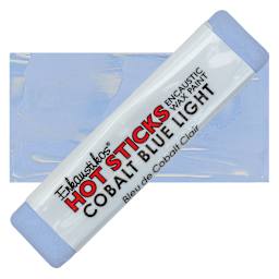 Enkaustikos Hot Sticks Encaustic Wax Paint - Cobalt Blue Light, 13 ml stick and swatch