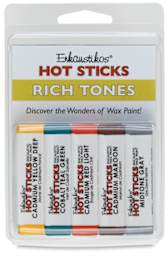 Enkaustikos Hot Sticks Encaustic Paints - Set of 5, Rich Tones, 13 ml sticks