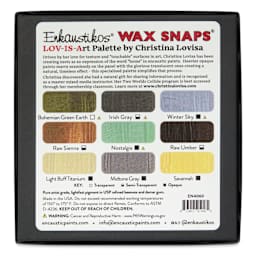 Enkaustikos Wax Snaps Encaustic Paints - Set of 9, Christina Lovisa Lov-Is-Art Palette, 13 ml back of package