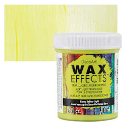 DecoArt Wax Effects Acrylic Paint - Hansa Yellow Light, 4 oz Jar and swatch