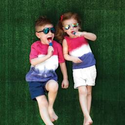 Rit All Purpose Liquid Dye - Cherry Red, 8 oz, children wearing tie dyed shirts