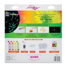 Tulip One-Step Tie-Dye Kit - Glow-in-the-Dark, Kit of 5 Colors (back of packaging)