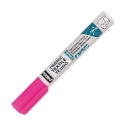Pebeo 7A Light Fabric Brush Marker - Fluorescent Pink, 1 mm (Cap on)