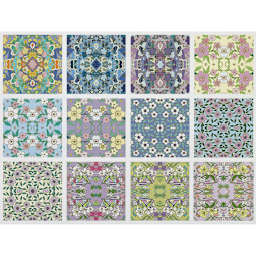 Yasutomo Kaleidoscope Series Origami Paper - Chart showing each Yuzen Floral design in package