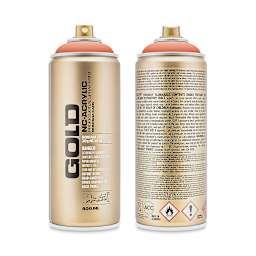 Montana Gold Acrylic Professional Spray Paint - Shrimp Dark, 400 ml (Front and back of spray can)