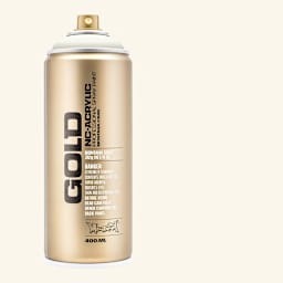 Montana Gold Acrylic Professional Spray Paint - Shock White Cream, 400 ml (Spray can with color swatch)