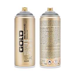 Montana Gold Acrylic Professional Spray Paint - Transparent Mystic Black, 400 ml (Front and back of spray can)