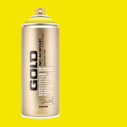 Montana Gold Acrylic Professional Spray Paint - Brimstone, 400 ml (Spray can with color swatch)