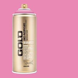 Montana Gold Acrylic Professional Spray Paint - Shock Pink Light, 400 ml (Spray can with color swatch)