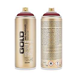 Montana Gold Acrylic Professional Spray Paint - Royal Red, 400 ml (Front and back of spray can)