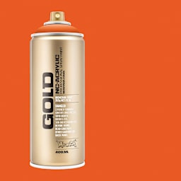Montana Gold Acrylic Professional Spray Paint -  Pure Orange, 400 ml (Spray can with color swatch)