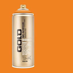 Montana Gold Acrylic Professional Spray Paint - Orangina, 400 ml (Spray can with color swatch)