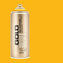 Montana Gold Acrylic Professional Spray Paint - Yellow Cab, 400 ml (Spray can with color swatch)