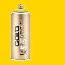 Montana Gold Acrylic Professional Spray Paint - Citrus, 400 ml (Spray can with color swatch)