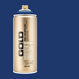 Montana Gold Acrylic Professional Spray Paint - Shock Blue Dark, 400 ml (Spray can with color swatch)