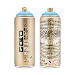 Montana Gold Acrylic Professional Spray Paint - Baby Blue, 400 ml (Front and back of spray can)