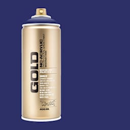 Montana Gold Acrylic Professional Spray Paint - Blue Velvet, 400 ml can (Spray can with color swatch)