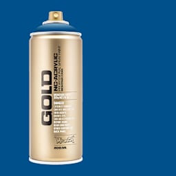 Montana Gold Acrylic Professional Spray Paint - Signal Blue, 400 ml (Spray can with color swatch)
