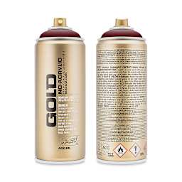 Montana Gold Acrylic Professional Spray Paint - Purple Red, 400 ml (Front and back of spray can)