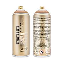 Montana Gold Acrylic Professional Spray Paint - Toffee, 400 ml (Front and back of spray can)