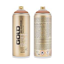 Montana Gold Acrylic Professional Spray Paint - Nougat, 400 ml (Front and back of spray can)