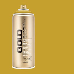 Montana Gold Acrylic Professional Spray Paint - Curry, 400 ml (Spray can with color swatch)