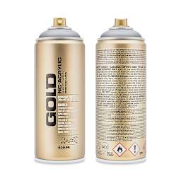 Montana Gold Acrylic Metallic Tones Spray Paint - Outline Silver, 400 ml, front and back of can