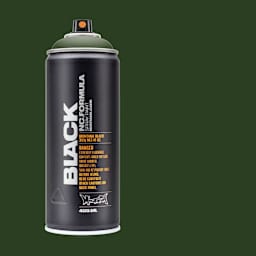 Montana Black Spray Paint - Toad, 400 ml can with swatch