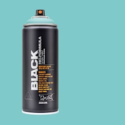 Montana Black Spray Paint - Tiffany, 400 ml can with swatch