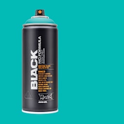 Montana Black Spray Paint - Nappies, 400 ml can with swatch