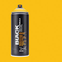 Montana Black Spray Paint - Yellow, 400 ml can with swatch